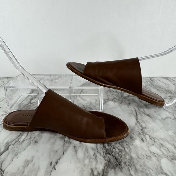 Vince Edris Toe Loop Sandal Slides in Cognac Siviglia Calf Leather Womens 7.5 - Picture 5 of 12